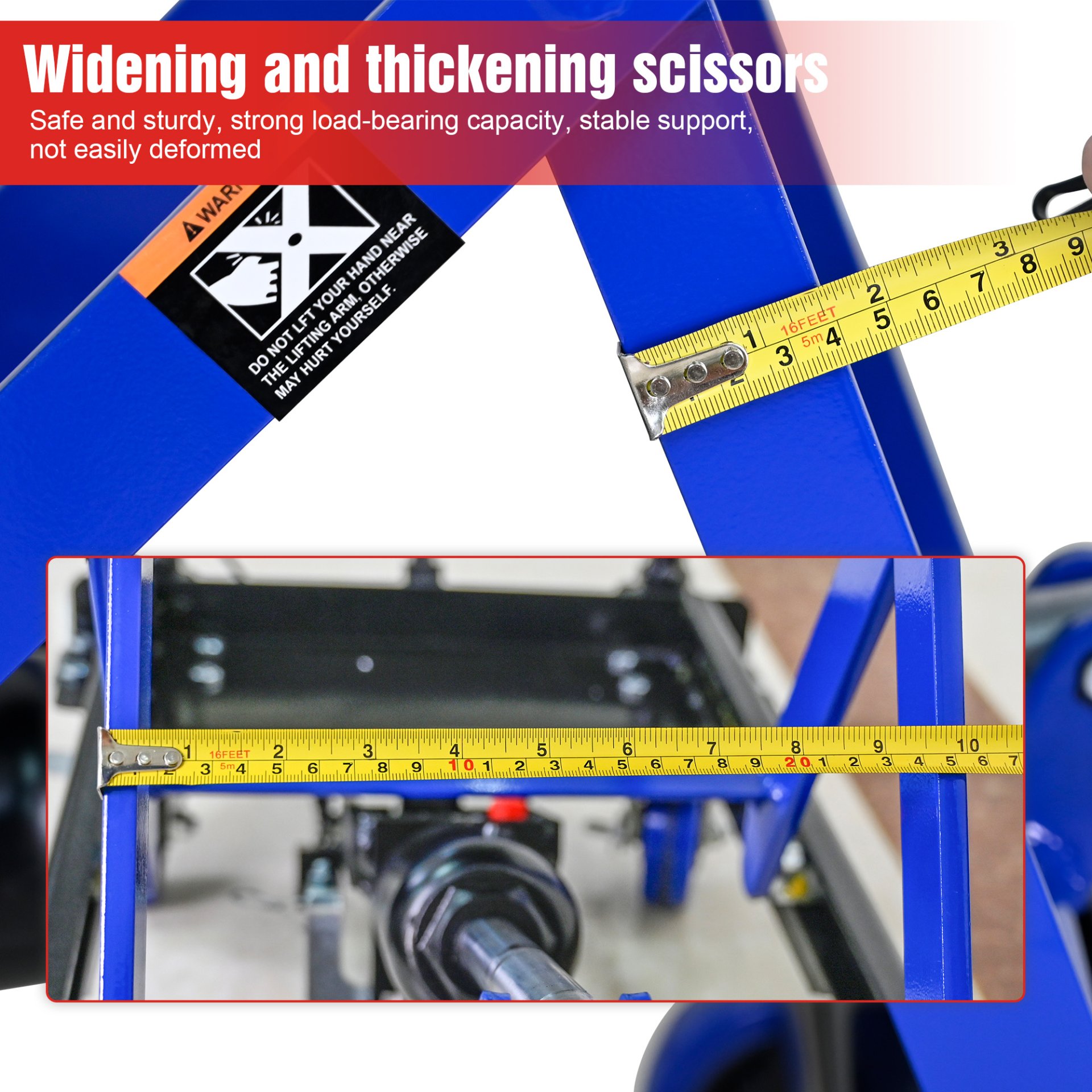 Hydraulic Lift Trolley, 500 Lbs Capacity, With 4 Wheels, For Material Handling And Transportation - Black / Blue - Image 12