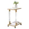 Side Table, Acrylic Sofa Table, Glass Top C Shape Square Table With Metal Base For Living Room, Bedroom, Balcony Home And Office - Image 5
