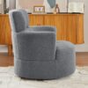 360 Degree Swivel Chair Upholstered Accent Barrel Chair With Adjustable Headrest, Berber Fleece - Gray - Image 11