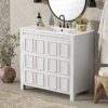 Vintage Bathroom Vanity Organizer With Sink And Storage Cabinet, 36" - Antique White - Image 4
