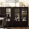 Buffet Cabinet With Double Glass Doors And Drawer, Storage Sideboard - Black - Image 10