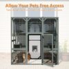 Outdoor Cat House Wooden Catio Enclosure With Cover - Large Cat Cage With Jump Platforms And Condos, Weatherproof - Gray - Image 7