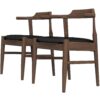 Leon - Mid-Century Modern Leather Dining Chair (Set of 2) - Black / Wood - Image 3
