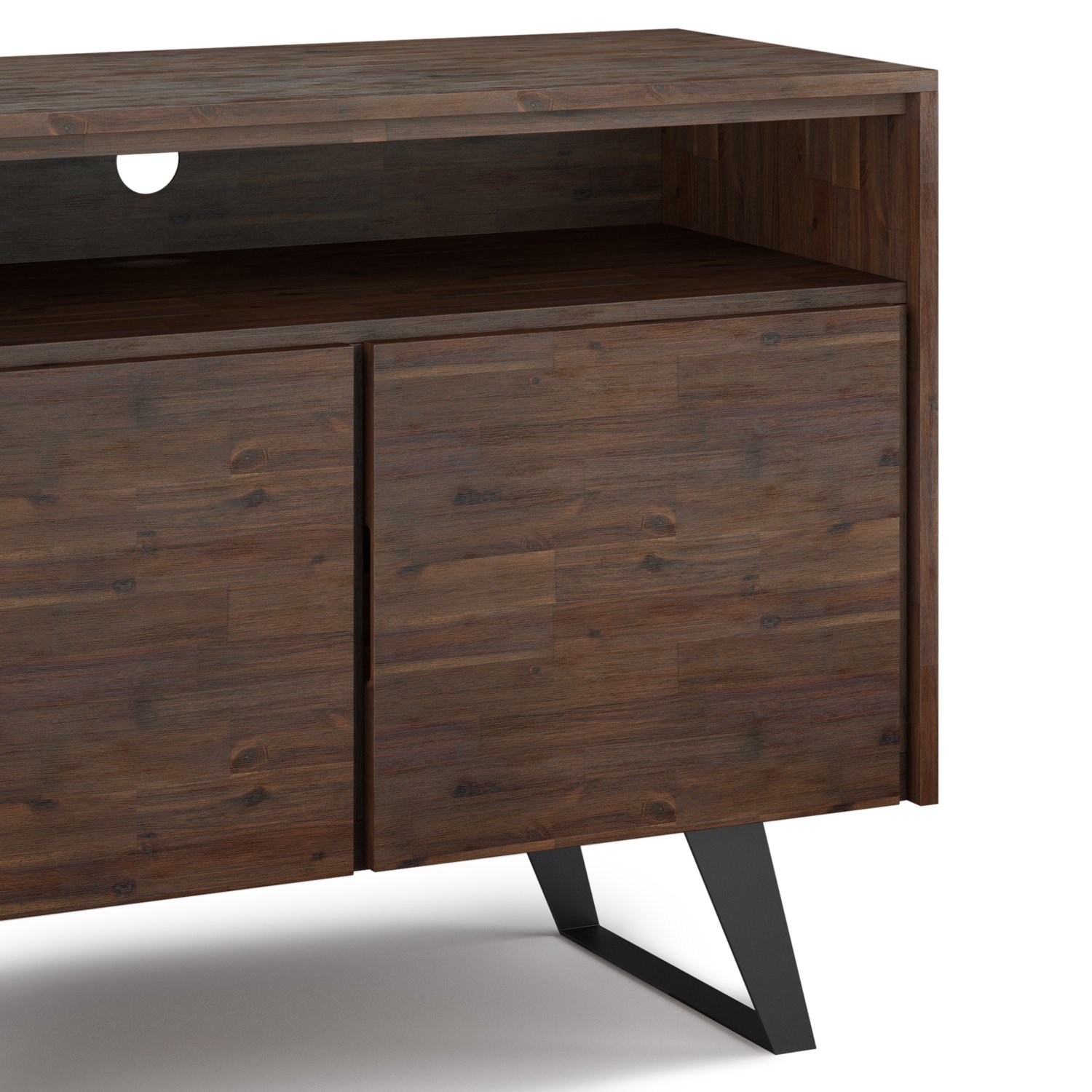 Lowry - Handcrafted TV Media Stand - Distressed Charcoal Brown - Image 7