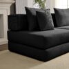 Oversized Upholstered Sectional Sofa Couch Set, Modular L Shaped Floor Sofa Set With 6 Pillows For Living Rooms - Black - Image 25