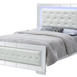 Elegant Contemporary Bed - Silver Champagne