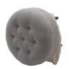Yolanda - Round Upholstered Accent Ottoman - Light Gray / Ivory - Image 2