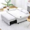 Letter Striped Multi Functional Sofa Bed With Adjustable Armrests And Backrests - Beige - Image 3
