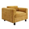 Modern Oversized Armchair Comfy Accent Chair Single Sofa For Living Room Bedroom Office Apartment, Woven Velvet Fabric - Yellow - Image 8
