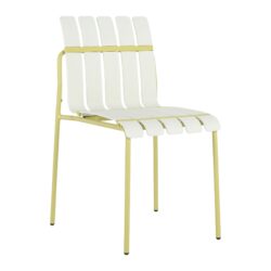 4 Piece Set Of Modern Color Block Designed Single Chairs, UV Resistant And Rust Proof - Grain Yellow / White