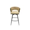 Technical Leather Woven Bar Stool (Set of 2), 360 Swivel Bar Stools With Back And Footrest - Light Brown - Image 11