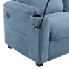 Corduroy Sleeper Sofa Loveseat Sofa With Full Size Mattress, 2 USB Ports, 2 Cup Holders, 2 Side Pockets And A Phone Holder For Living Room - Navy Blue - Image 23