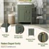 Bathroom Vanity With Sink, Soft Close Storage - Green - Image 6