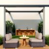 Wide Armless Outdoor Chairs With Cushions (Set of 2) - Beige - Image 4