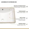 Rectangular Modern Undermount Bathroom Sink With Overflow - White - Image 5