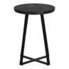 Accent Table, Side, Round Marble Look Contemporary & Modern - Black - Image 2