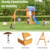Outdoor Swing Set 3 In 1 Children's Playset With Slide, Swings, And Climber For Garden, Backyard, Playground - Blue - Image 7