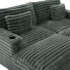 Oversized Double Chaise Lounge Sofa Bed Cloud Couch Upholstered Sleeper Sofa Daybed With 2 Supportive Pillows, USB Ports And Cup Holders - Dark Gray - Image 19