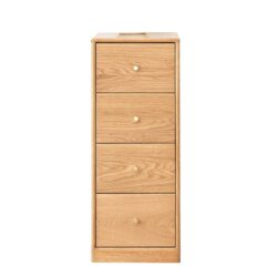 Free-Standing Corner Storage Cabinet For Living Room, Four Drawers - Solid Oak