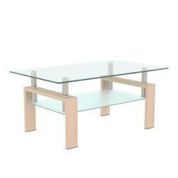 Rectangle Glass Coffee Table Modern Side Center Table For Living Room - Clear