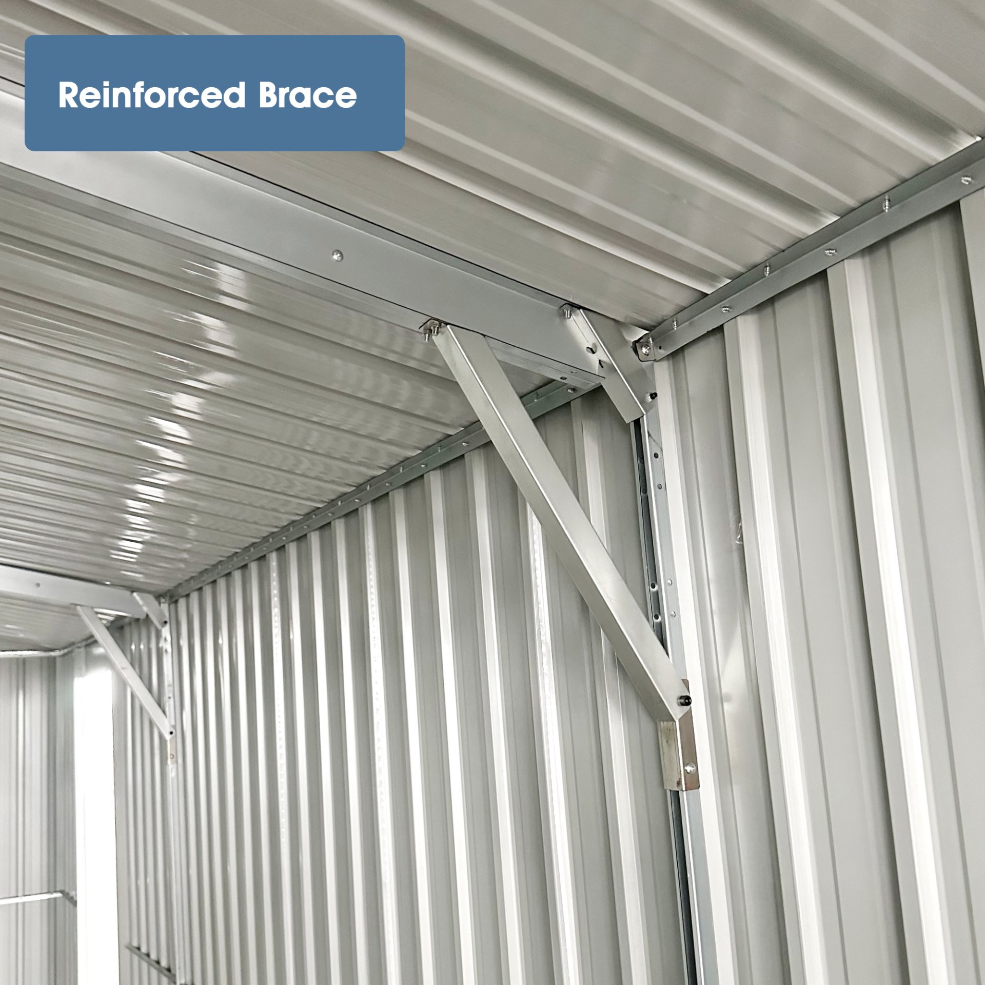 Industrial - 20' x 10' Heavy Duty Metal Garage Shed - Dark Gray - Image 9
