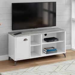 TV Stand, Console, Media Entertainment Center, Storage Cabinet, Contemporary And Modern - White