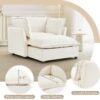 Modern Armchair Sofa Cozy Upholstered Sofa Chair With Movable Ottoman, Wide Seat, Curved Armrests And Soft Pillows Chenille - Beige - Image 7