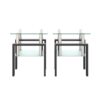 Modern Tempered Glass Tea Table, End Square Table For Living Room (Set of 2) - Transparent / Black - Image 10