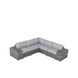 Rattan Seating Group With Cushions For 4 People - Gray