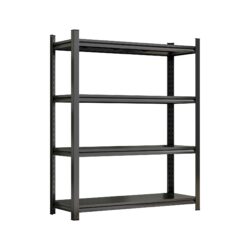 4 Layer Metal Storage Rack, Garage Shelves, Adjustable Height Partition - Black