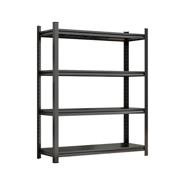 4 Layer Metal Storage Rack, Garage Shelves, Adjustable Height Partition - Black