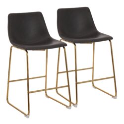 Duke - Contemporary Fixed Height Counter Stool (Set of 2) - Gold / Gray