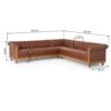 Comfy Large Sectional Sofa With Wooden Legs, Retro Style For Living Room - Light Brown - Image 13