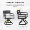 7 Piece Modern Outdoor Patio Dining Set With Table And Swivel Chairs Rockers With Sunbrella Cushions - Ember Black / White - Image 10