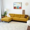 Ella - L Shaped Linen Left Sectional Couch - Yellow - Image 8