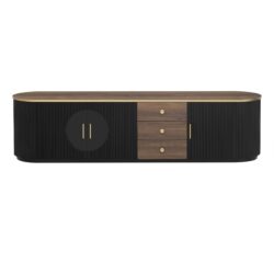 Modern Minimalist TV Stand For TVs Up To 80", Entertainment Center With 3 Drawers And 1 Shelf, Metal Handles And 2 Cabinets For Living Room - Black