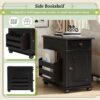 Vintage End Table Flip Top Side Table With USB Ports, 1 Multifunctional Drawer With Cup Holders, Sofa Couch Table With Bookshelf For Living Room And Small Space - Espresso - Image 8