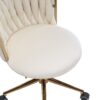 Office Desk Chair, Upholstered Home Office Desk Chairs With Adjustable Swivel Wheels, Ergonomic Office Chair For Living Room, Bedroom, Office, Vanity Study - Beige - Image 11