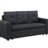 Aiden - Linen Fabric Sleeper Sofa With Tufting - Black - Image 2