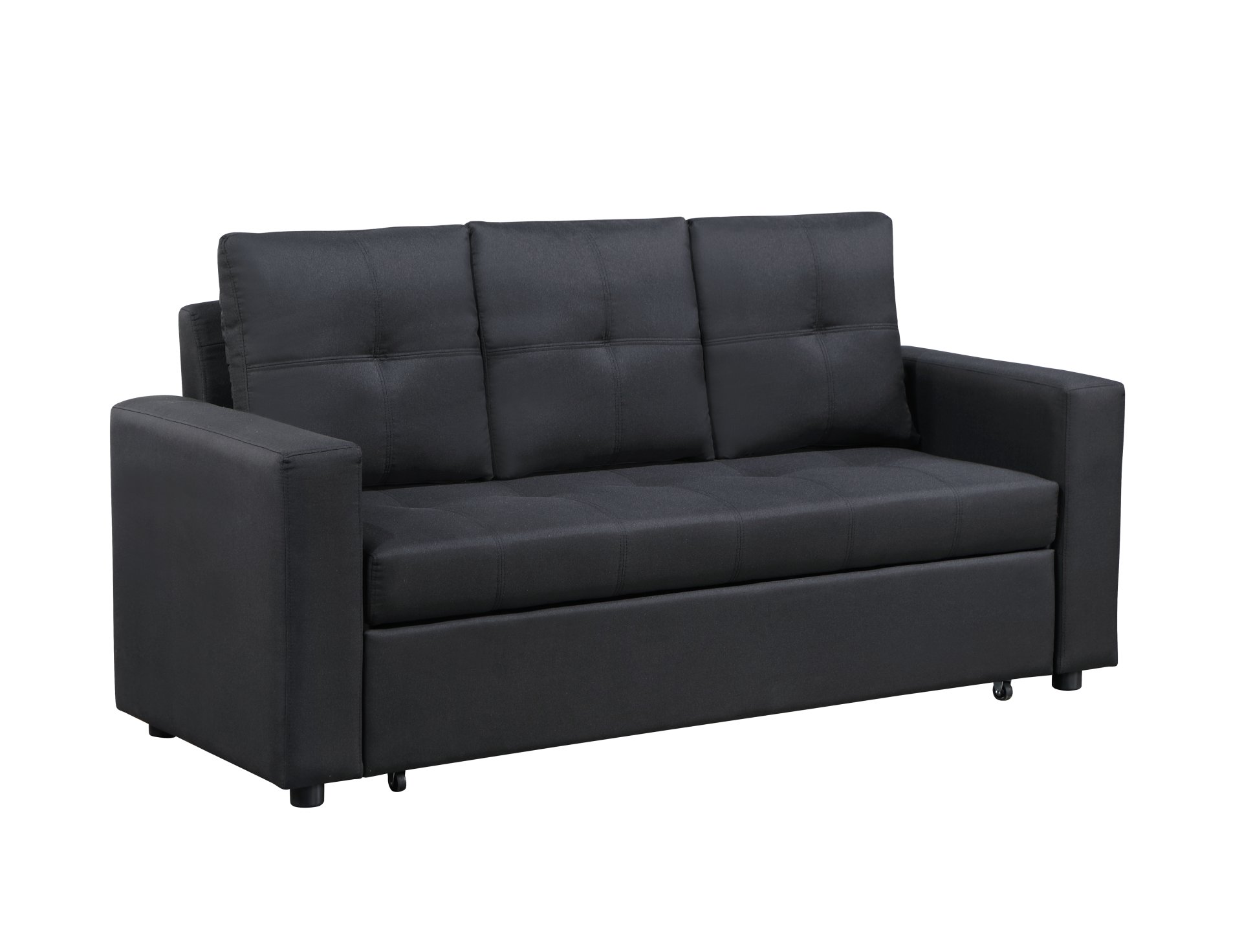 Aiden - Linen Fabric Sleeper Sofa With Tufting - Black - Image 2