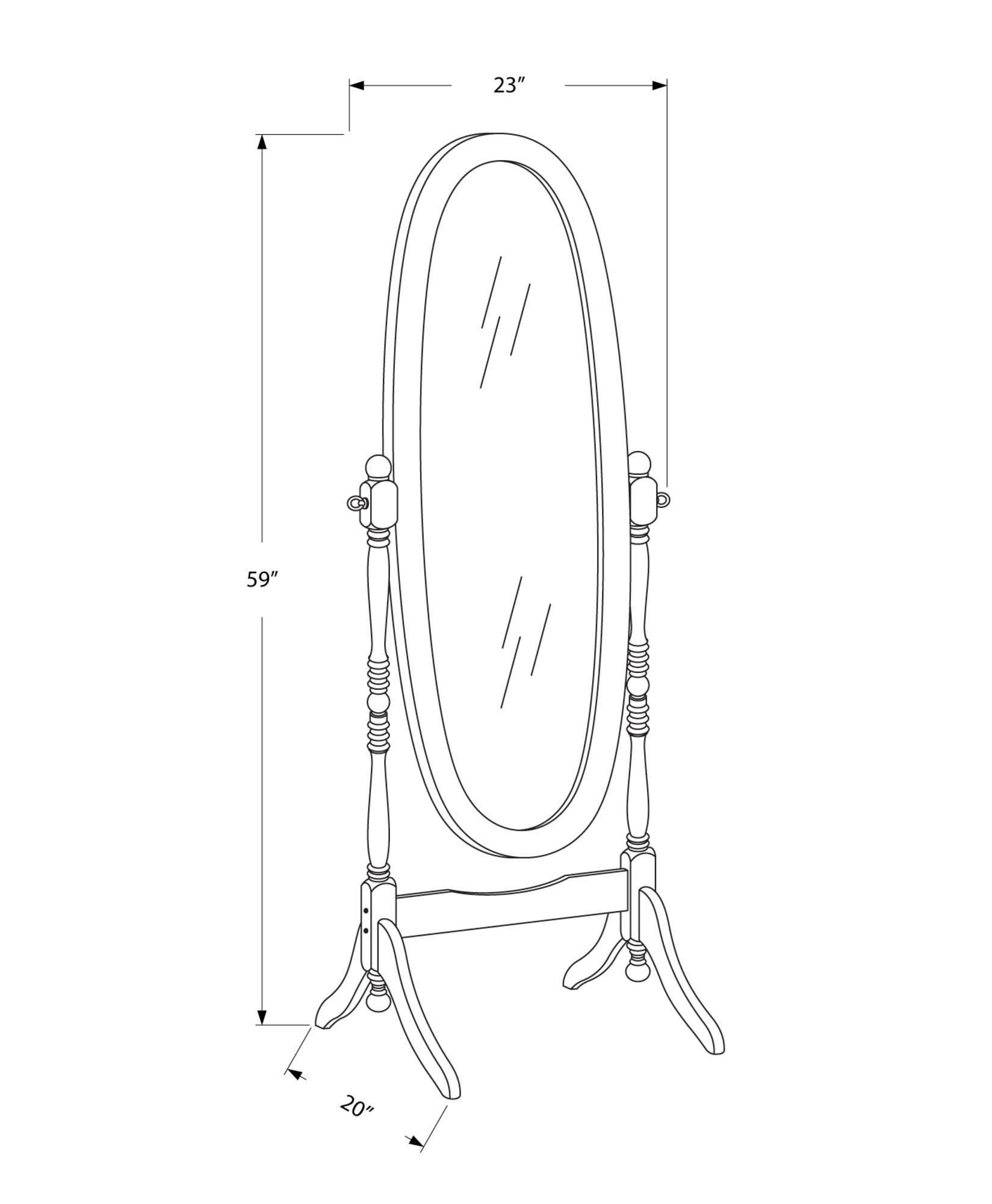 Standing Floor Mirror Full Length Oval Dressing For Bedroom - White - Image 4