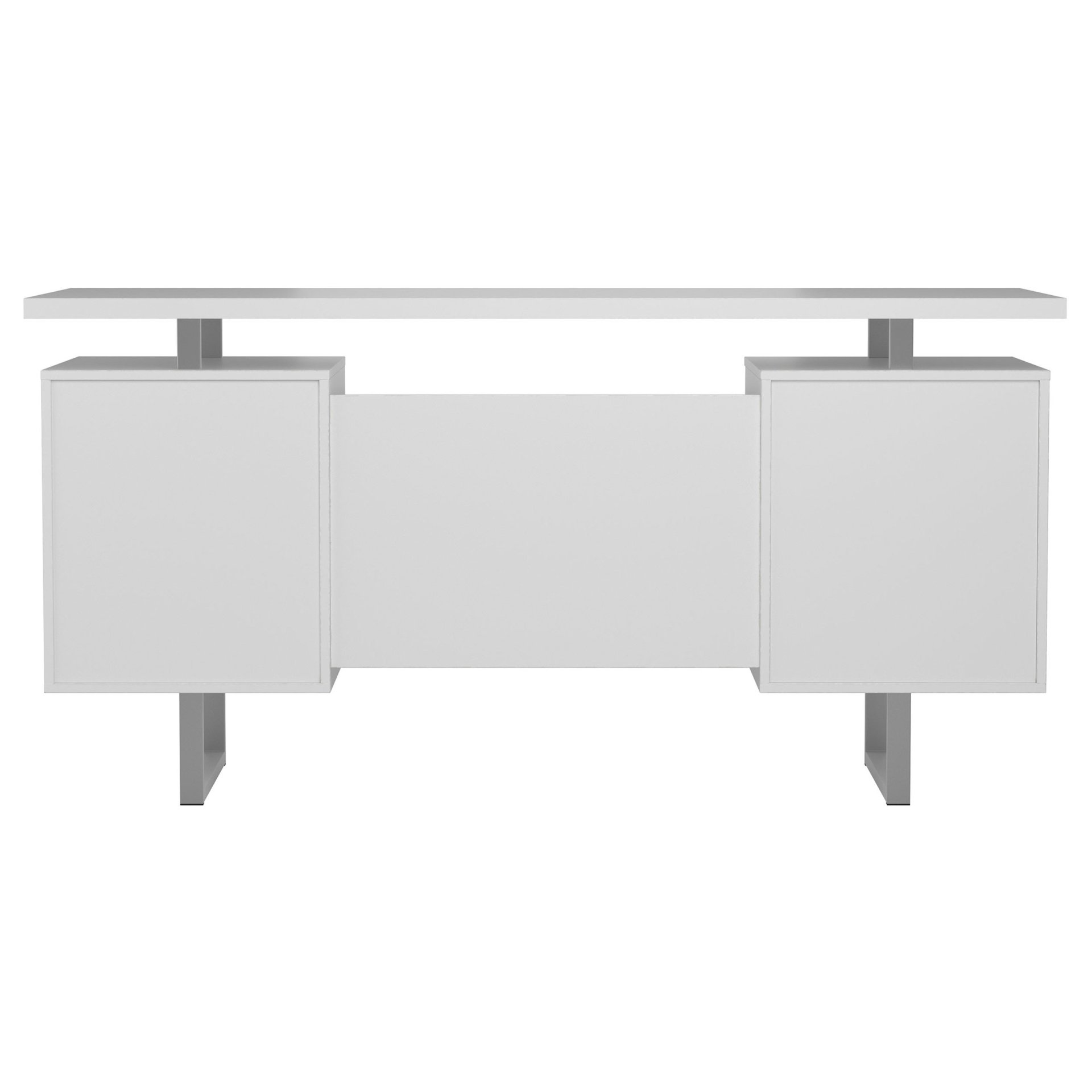 2 Drawer Computer Desk High Gloss Home Office - White - Image 10