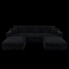 4 Seat Sofa, Deep Seat Couches With Soft Pillows And 2 Ottomans, Convertible Sofa Lounge Chair, For Living Room - Black - Image 20
