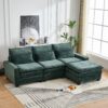 L Shaped Sectional Sofa With Movable Ottoman - Green - Image 6