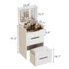 3 In 1 Vanity Desk With Flip Top Mirror, Compact Makeup Table With Glass Top And 3 Drawers For Bedroom - White - Image 3