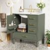 30" Bathroom Vanity With Sink And Ample Storage - Olive Green - Image 5