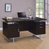 2 Drawer Computer Desk High Gloss Home Office - Cappuccino - Image 4