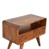 Mini Curved Media Unit With 2 Drawers - Chestnut - Image 6