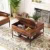 Rustic Flip Top Coffee Table With Hidden Storage - Black / Brown - Image 13