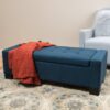 Empower - Button Tufted Waffle Upholstered Storage Ottoman With Wood Legs - Navy Blue - Image 8